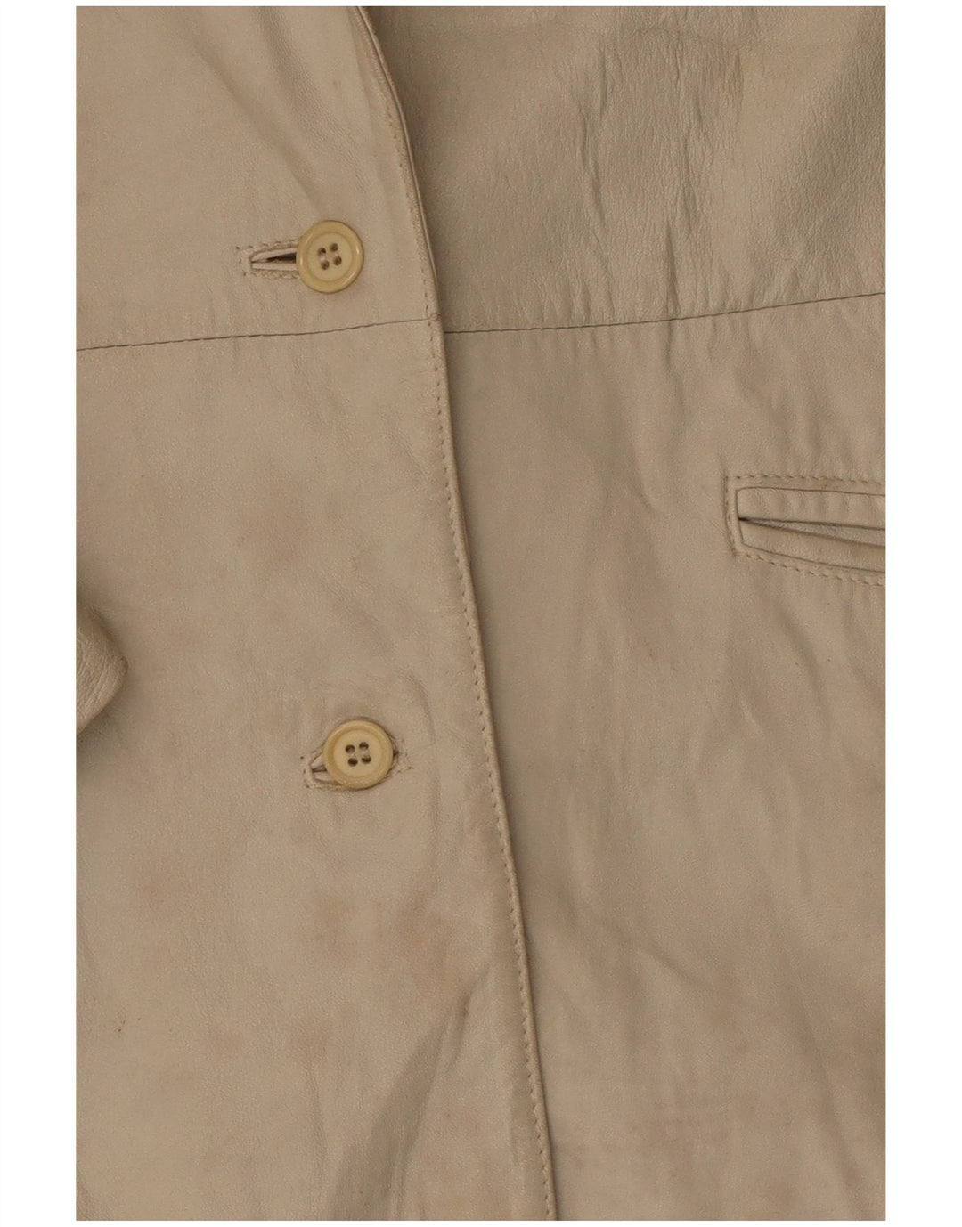 Marcos Damen-Blazerjacke aus Leder mit 2 Knöpfen, IT 44, mittelbeigefarbenes Leder