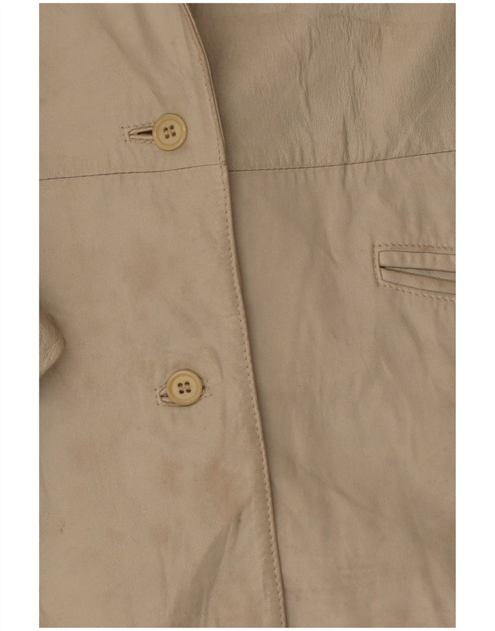 Marcos Damen-Blazerjacke aus Leder mit 2 Knöpfen, IT 44, mittelbeigefarbenes Leder