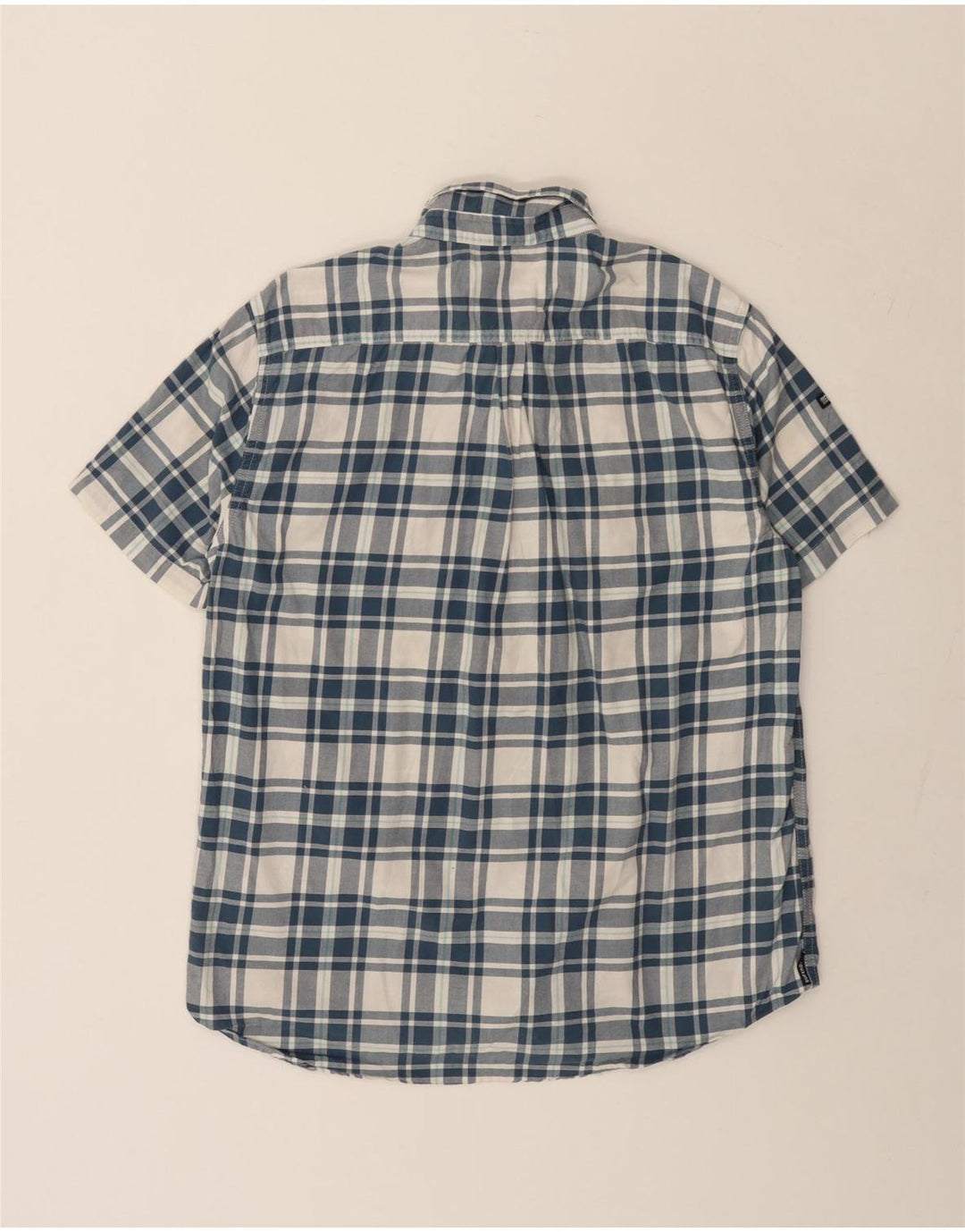 Superdry Herren-Kurzarmhemd XL, blau kariert, Baumwolle