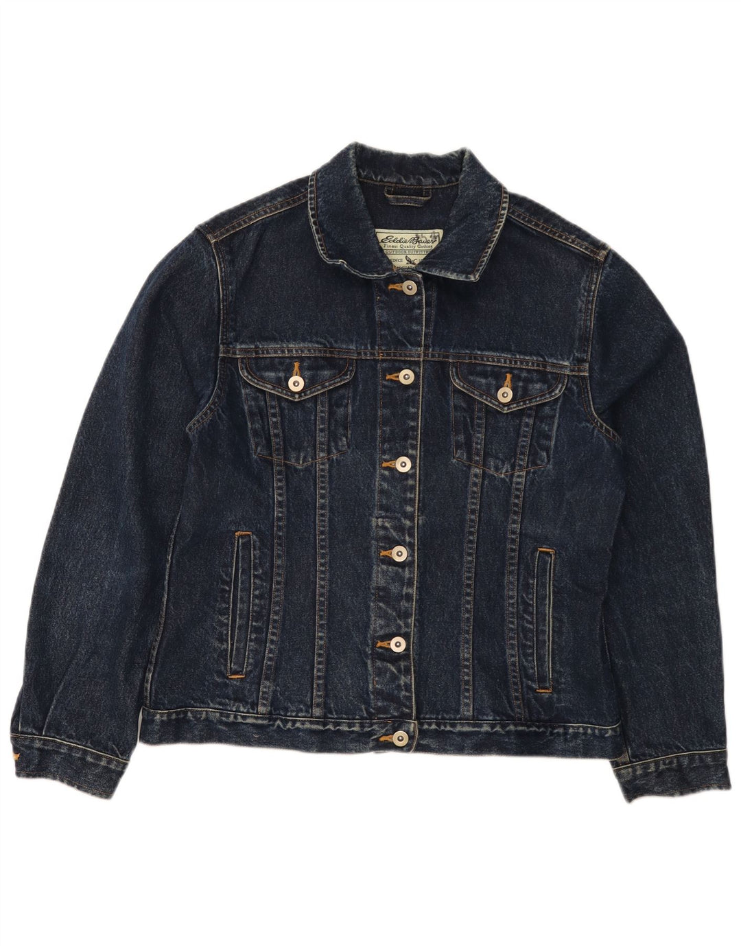 EDDIE BAUER Damen Jeansjacke UK 14 Mittelmarineblaue Baumwolle
