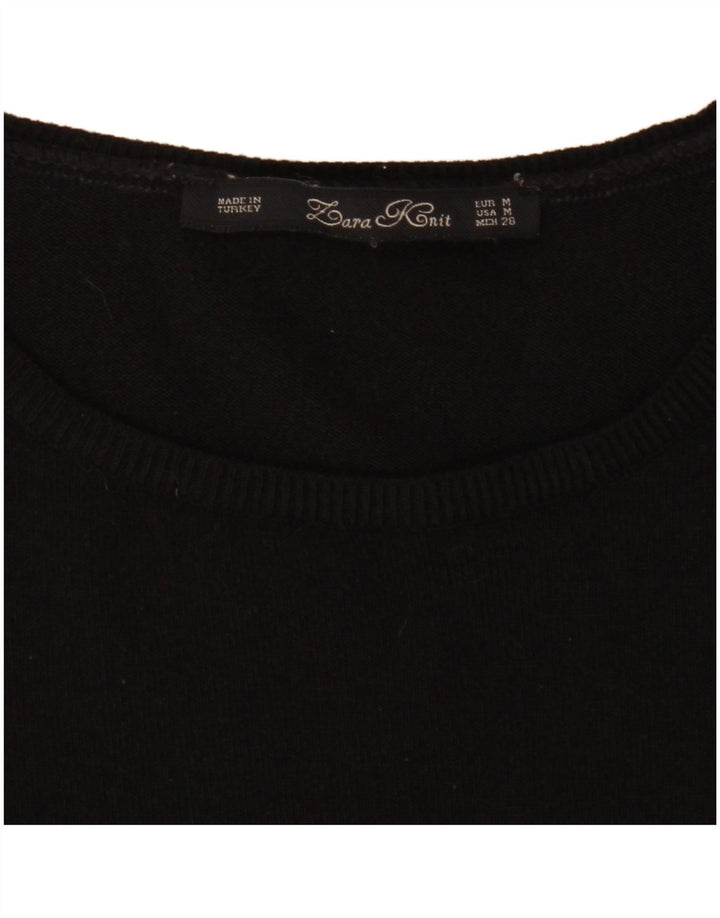 Zara Damen Langarm-Pulloverkleid UK 12 Medium Schwarz