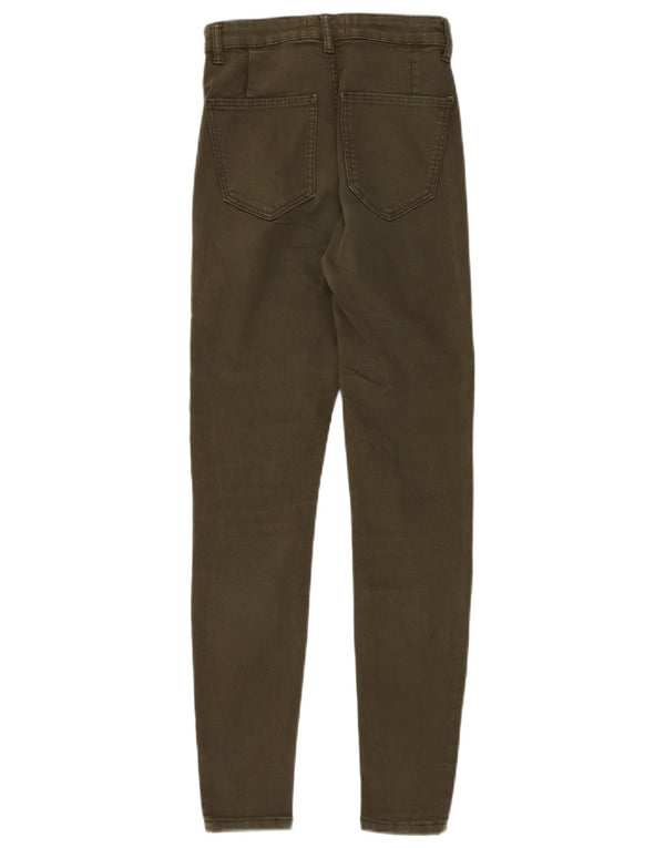 ZARA Damen Skinny Jeans EU 34 2XS W24 L28 Khaki Baumwolle