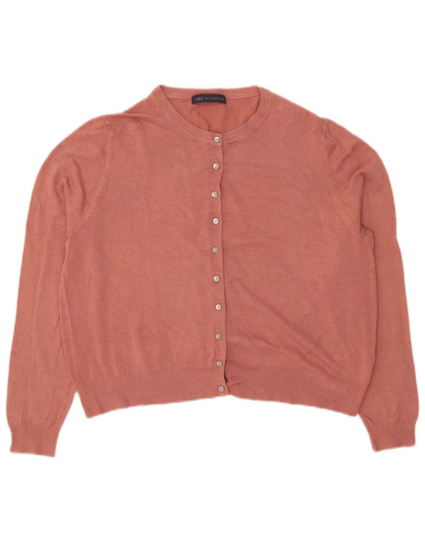 Marks & Spencer Damen Crop Cardigan Pullover UK 16 Large Rosa Viskose