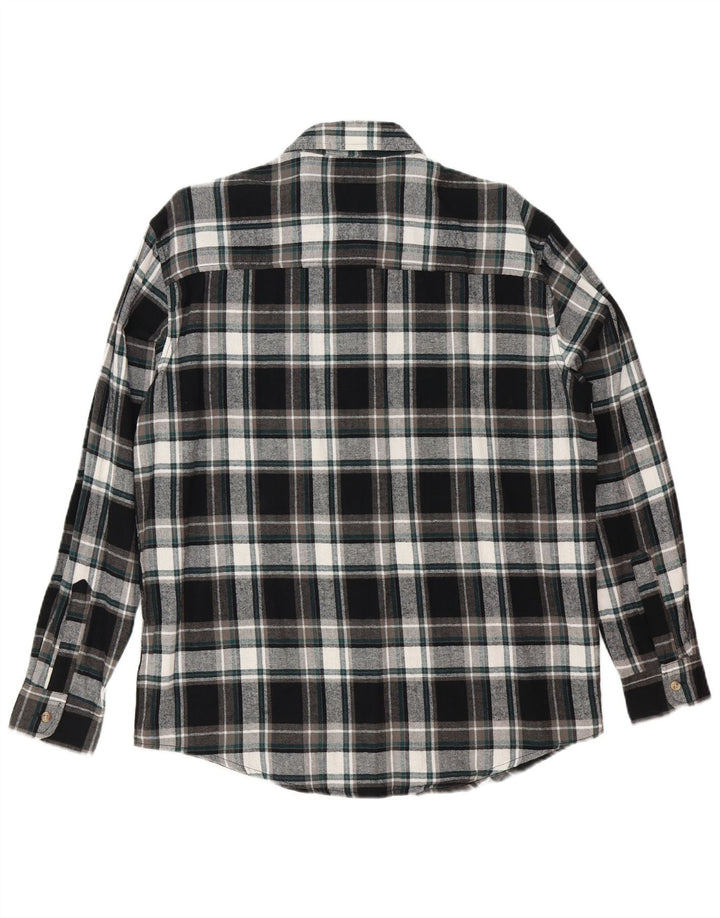 Vintage Herren-Flanellhemd, mittelgroß, schwarz kariert, Baumwolle