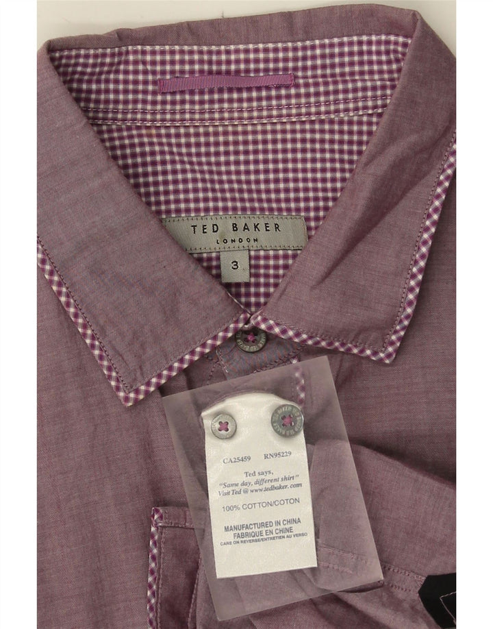 Ted Baker Herrenhemd, Größe 3, mittelviolettes Gingham-Baumwolle