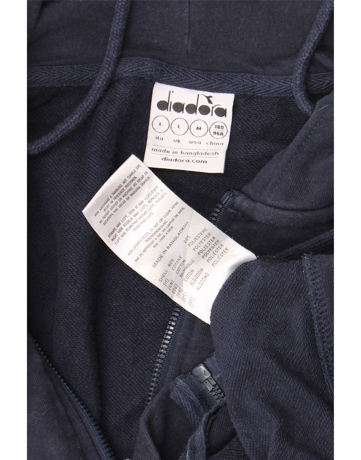 DIADORA Herren-Kapuzenpullover mit Reißverschluss, groß, marineblaue Baumwolle