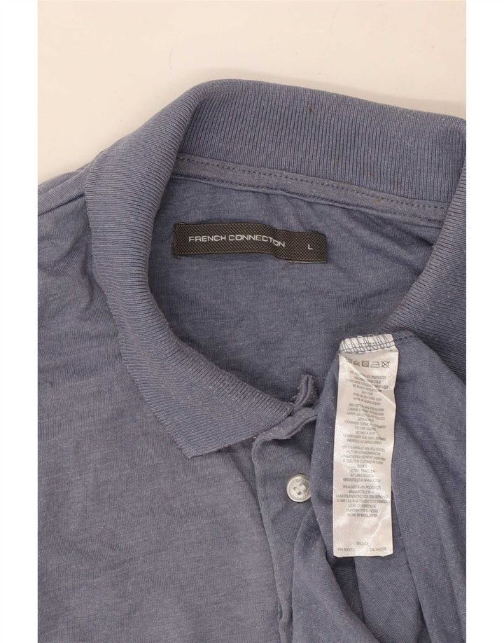 French Connection Herren-Poloshirt, groß, blaue Baumwolle