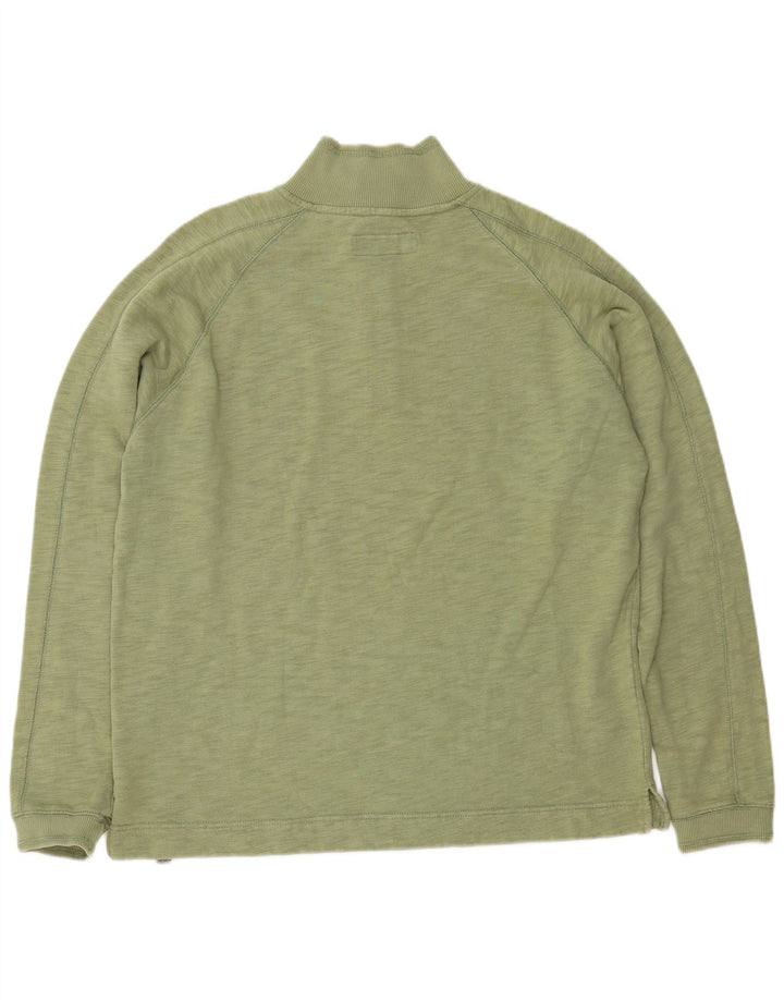 White Stuff Herren-Sweatshirt mit Reißverschluss am Hals, Mittelgrün gefleckte Baumwolle