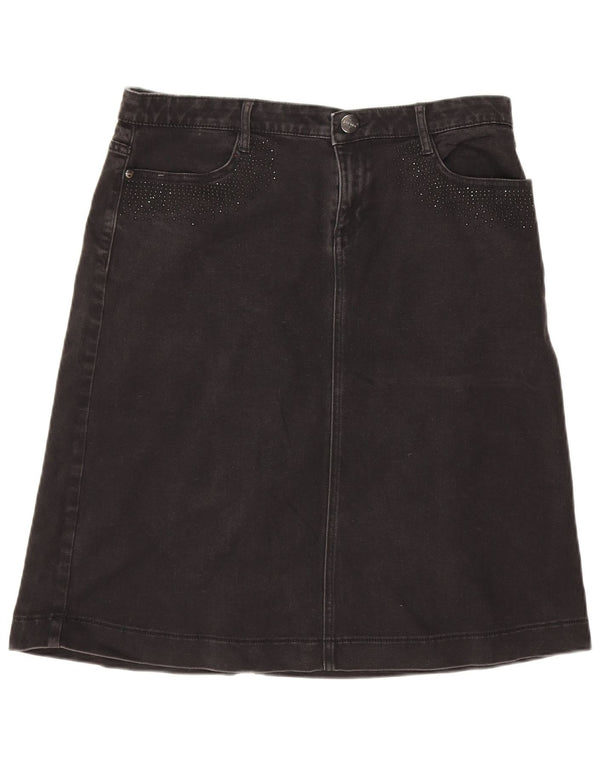 Marks & Spencer Damen Jeansrock UK 14 Large W32 Schwarze Baumwolle