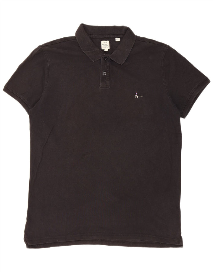 Jack Wills Herren-Poloshirt, groß, aus schwarzer Baumwolle