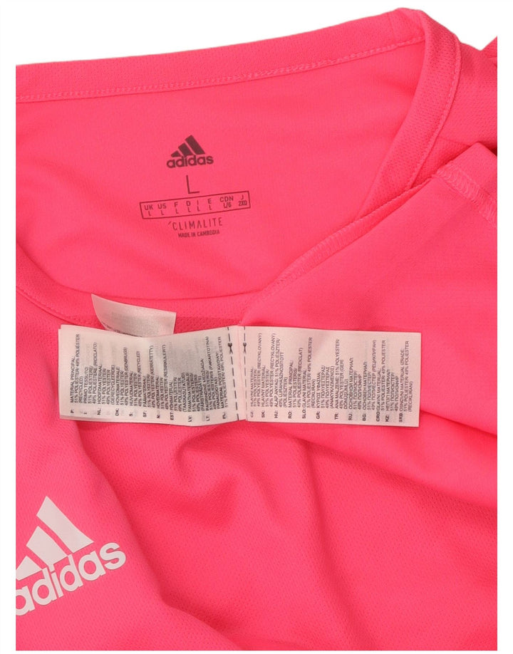 ADIDAS Herren Climalite Graphic T-Shirt Top Large Pink Colourblock Polyester