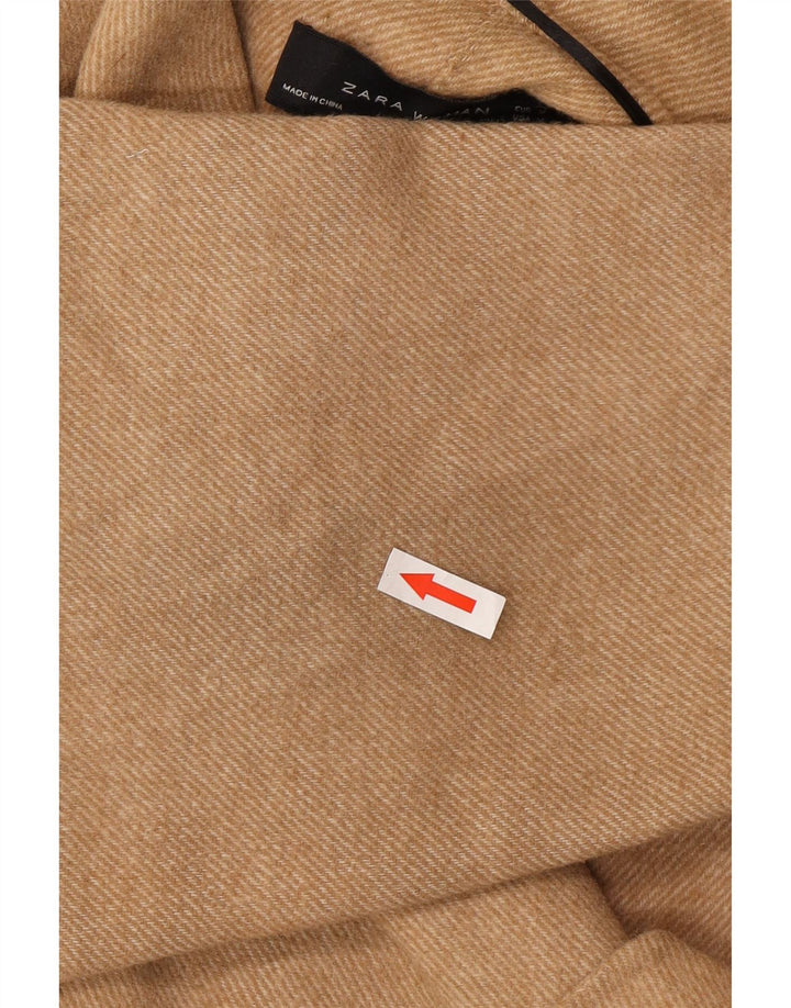 Zara Damen Übergroßer Mantel UK 14 Mittelbeige Wolle