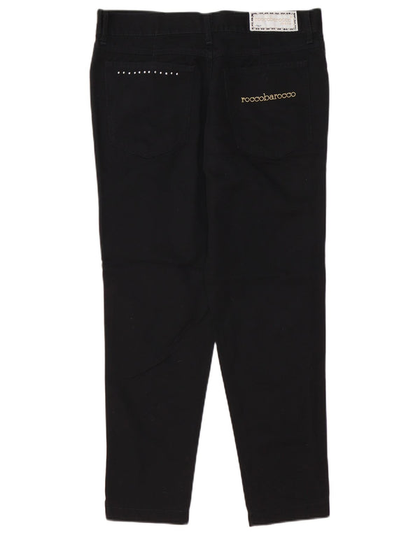 ROCCOBAROCCO Damen Slim Cropped Jeans IT 48 XL W34 L25 Schwarze Baumwolle