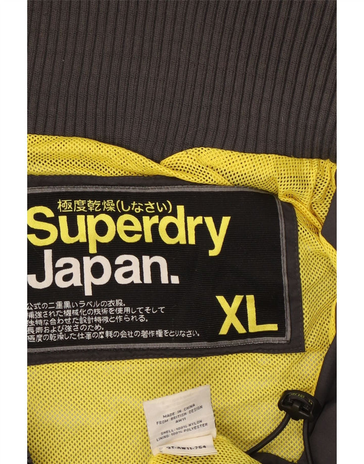Superdry Herren-Regenjacke mit Grafik, UK 42 XL, graues Nylon