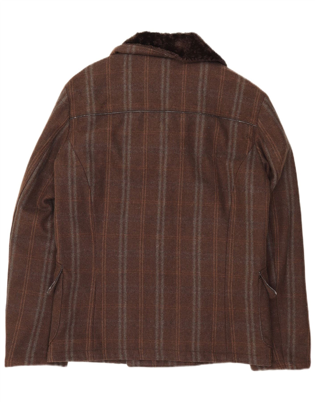 Sisley Herren Pea Coat IT 50 Large Braun gestreift