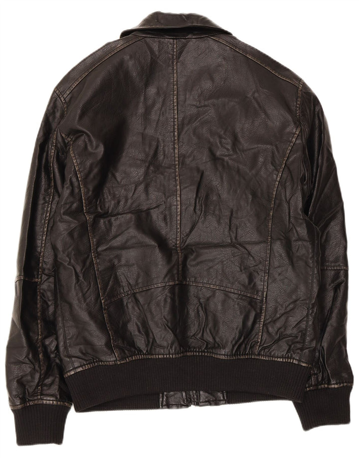 Zara Herren Lederjacke UK 38 Mittelschwarzes Polyurethan