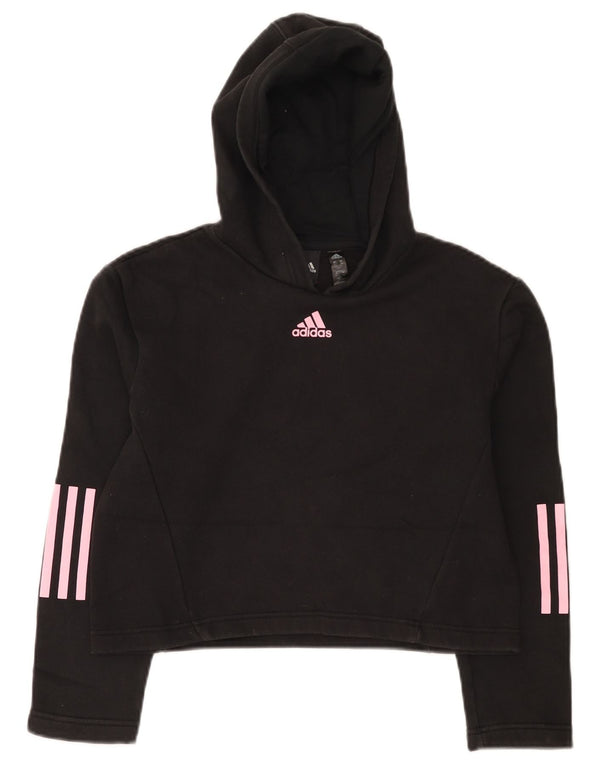 Adidas Mädchen Crop Hoodie Pullover 11–12 Jahre schwarze Baumwolle