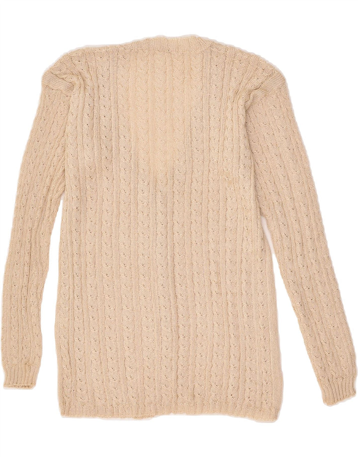 VINTAGE Womens Cardigan Sweater UK 12 Medium Beige Viscose | Vintage Vintage | Thrift | Second-Hand Vintage | Used Clothing | Messina Hembry 