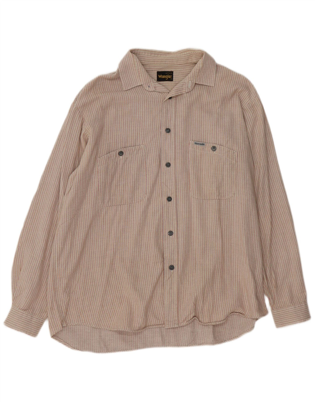 WRANGLER Herren-Flanellhemd, Größe 16 1/2 41, groß, beige gestreift