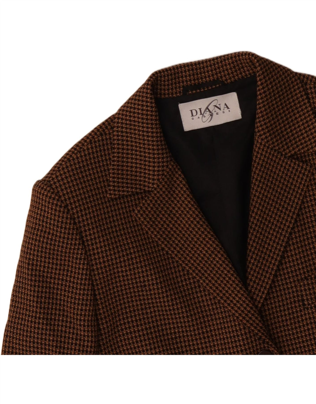 DIANA GALLESI Damen-Blazerjacke mit 3 Knöpfen, Gr. 14, Braun, Hahnentrittmuster