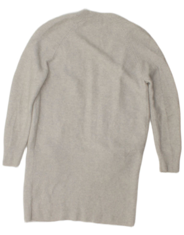 The White Company Damen Longline Open Cardigan Pullover UK 6 XS Graue Wolle
