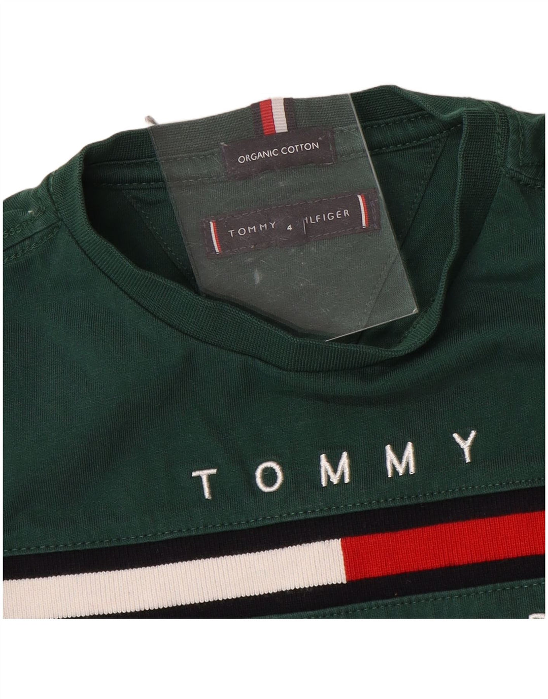 TOMMY HILFIGER Boys Graphic Top Long Sleeve 3-4 Years Green Cotton