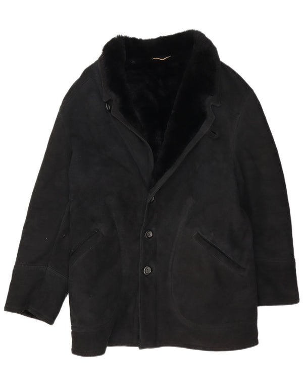 VINTAGE Herren-Shearling-Mantel IT 48 Medium Black Shearling
