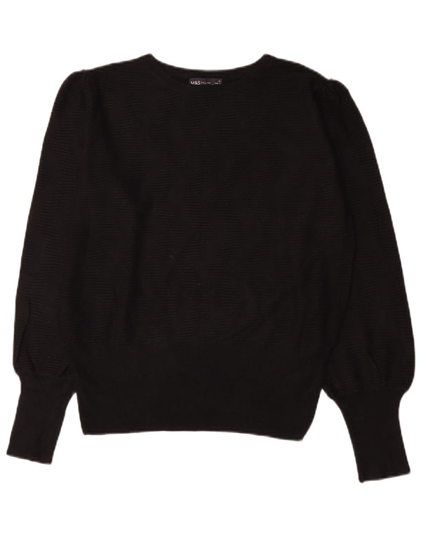Marks & Spencer Damen-Pullover mit U-Boot-Ausschnitt, Gr. 14, mittlere schwarze Viskose