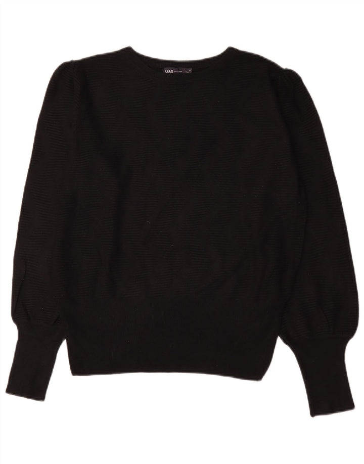 Marks & Spencer Damen-Pullover mit U-Boot-Ausschnitt, Gr. 14, mittlere schwarze Viskose