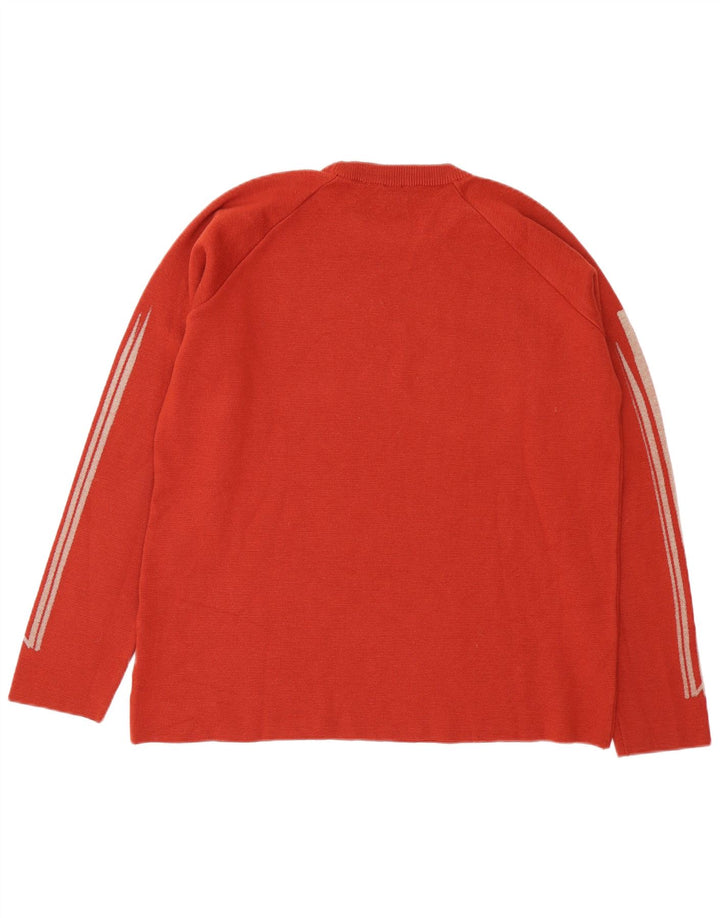 Fila Herren-Pullover mit Rundhalsausschnitt, XL, rote Wolle im Farbblockdesign