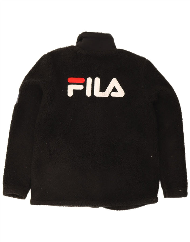 Fila Damen Graphic Fleecejacke UK 10 Small Schwarz Polyester