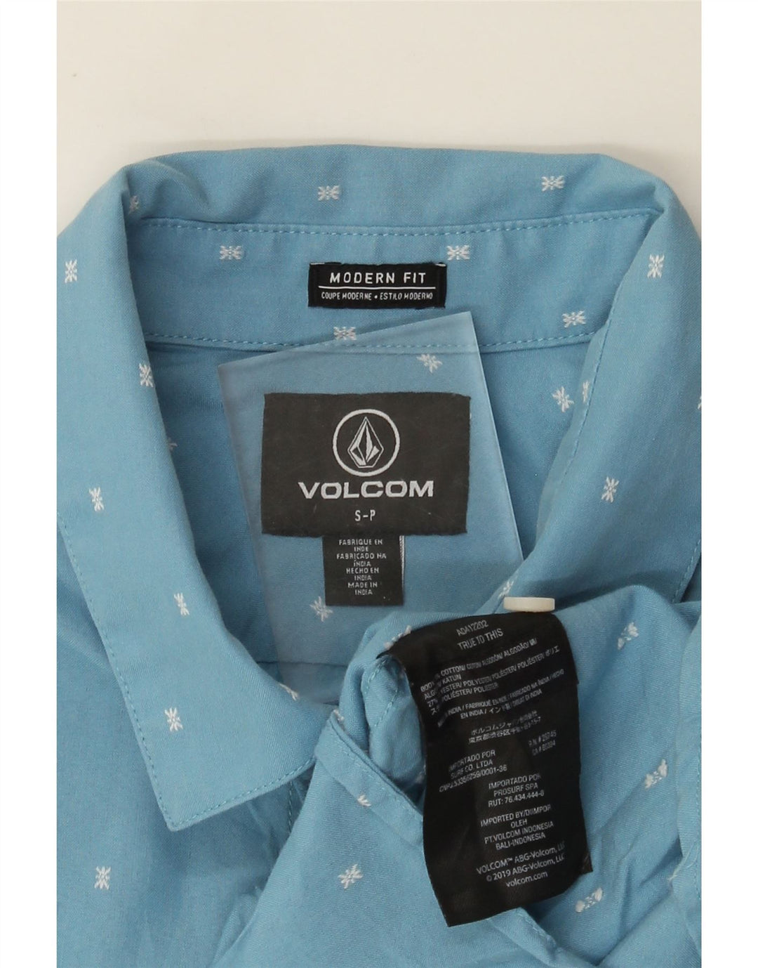 Volcom Herren-Kurzarmhemd mit moderner Passform, klein, blau gefleckte Baumwolle