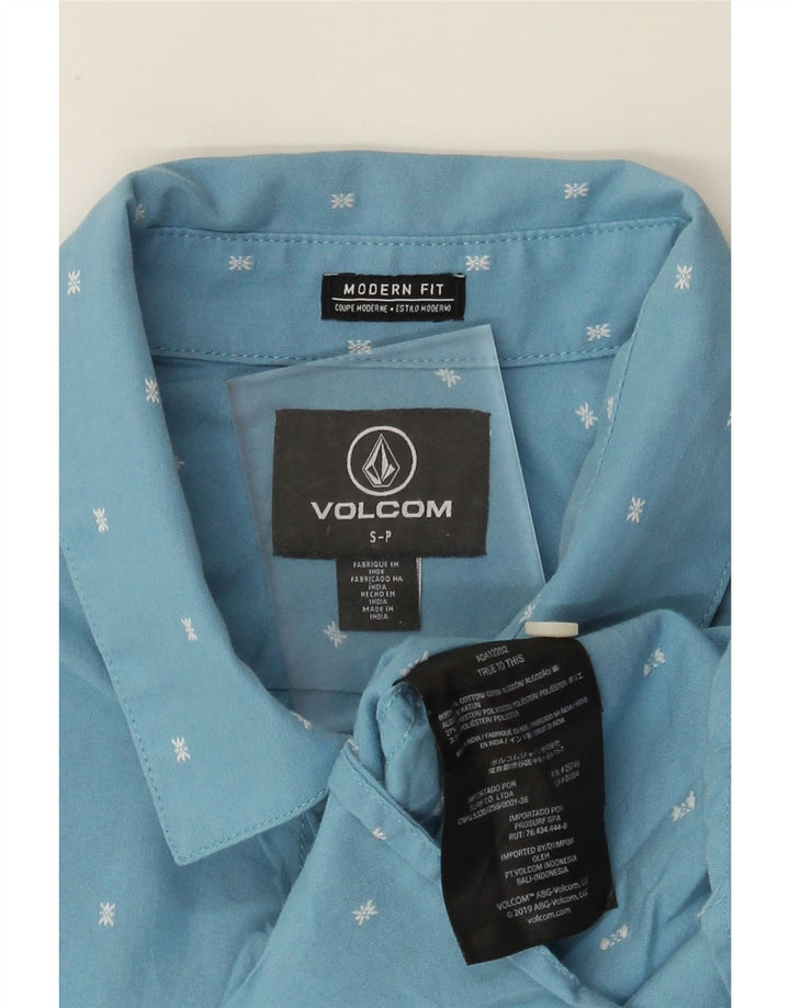 Volcom Herren-Kurzarmhemd mit moderner Passform, klein, blau gefleckte Baumwolle