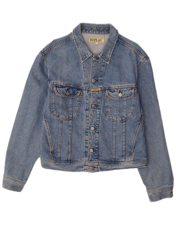 Replay Herren Jeansjacke UK 40 Large Blau Baumwolle