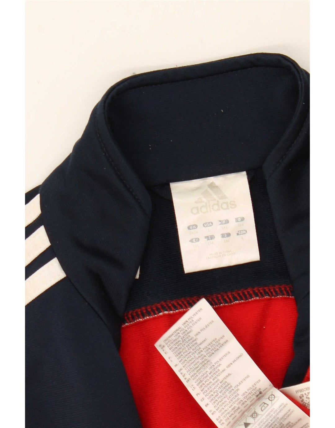 Adidas Jungen-Trainingsanzug-Top-Jacke, 13–14 Jahre, rotes Farbblock-Polyester