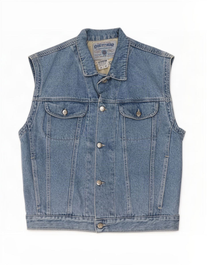 Vintage Herren Jeansweste IT 46 Kleine blaue Baumwolle