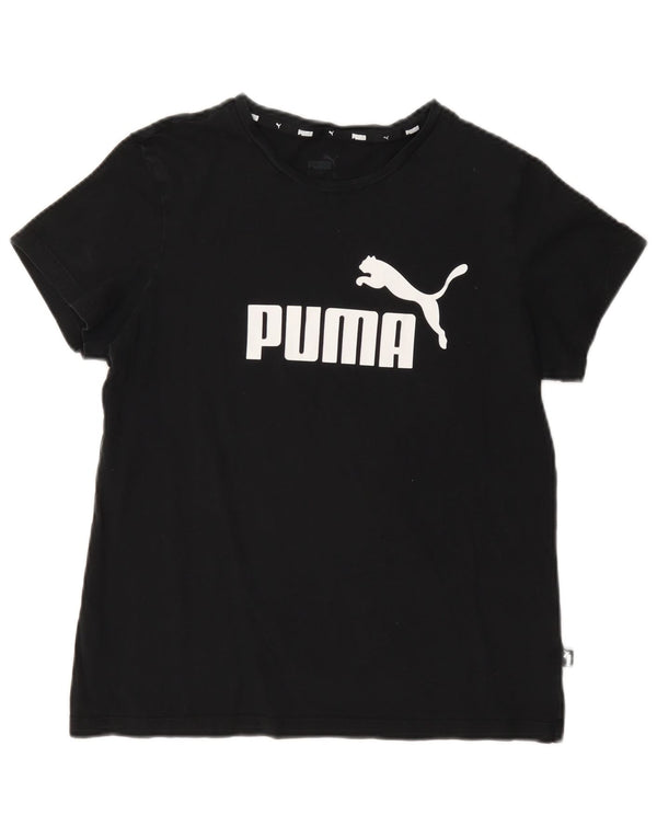 Puma Damen Graphic T-Shirt Top UK 14 Medium Schwarz