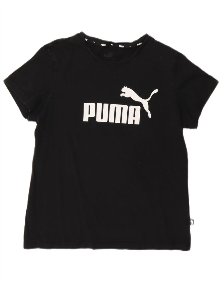Puma Damen Graphic T-Shirt Top UK 14 Medium Schwarz