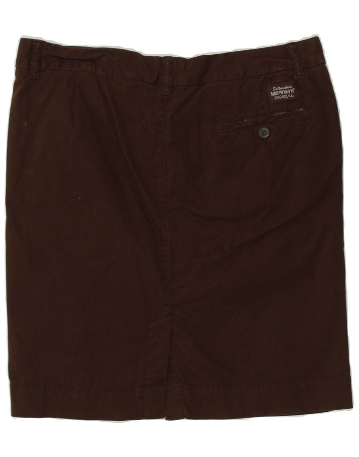 MURPHY & NYE Womens Straight Skirt W34 Large  Brown Cotton | Vintage Murphy & Nye | Thrift | Second-Hand Murphy & Nye | Used Clothing | Messina Hembry 