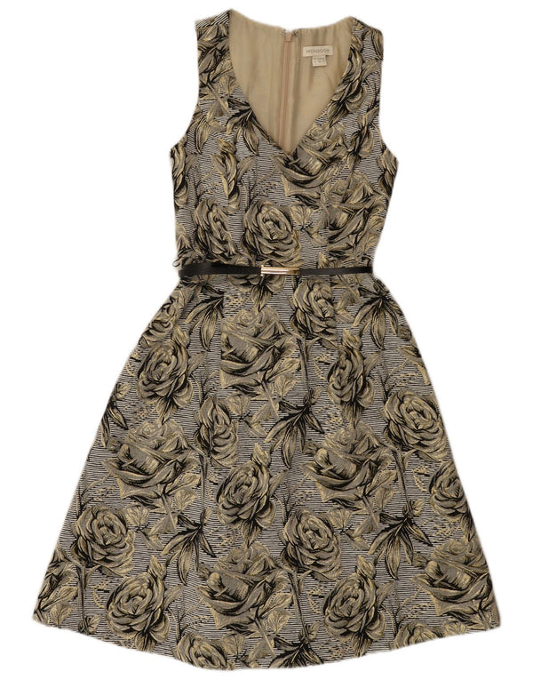 Ärmelloses A-Linien-Kleid für Damen von Monsoon, Größe S, Grau, Blumenmuster, Baumwolle