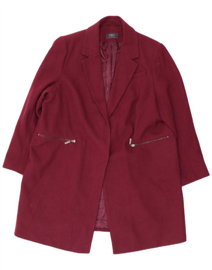 Marks & Spencer Damenmantel UK 20 2XL Burgunderrot Polyester