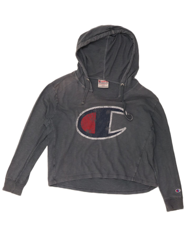 Champion Damen Heritage Hooded Graphic Top Langarm UK 10 Small Grau