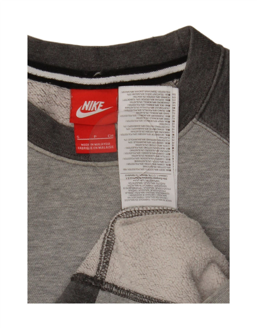 Nike Herren-Sweatshirt-Pullover, klein, graue Farbblock-Baumwolle