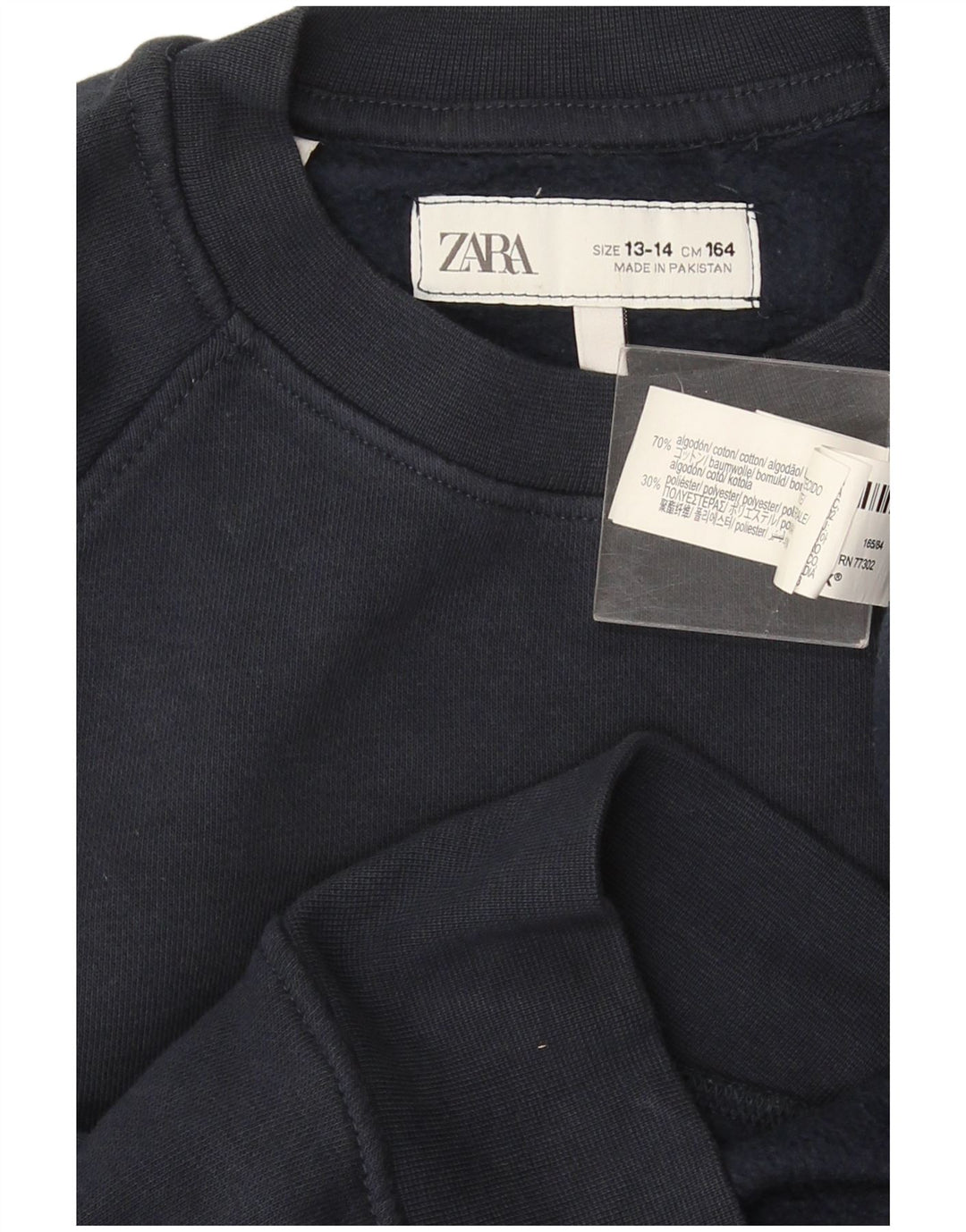 Zara Jungen-Sweatshirt-Pullover, 13–14 Jahre, marineblaue Baumwolle