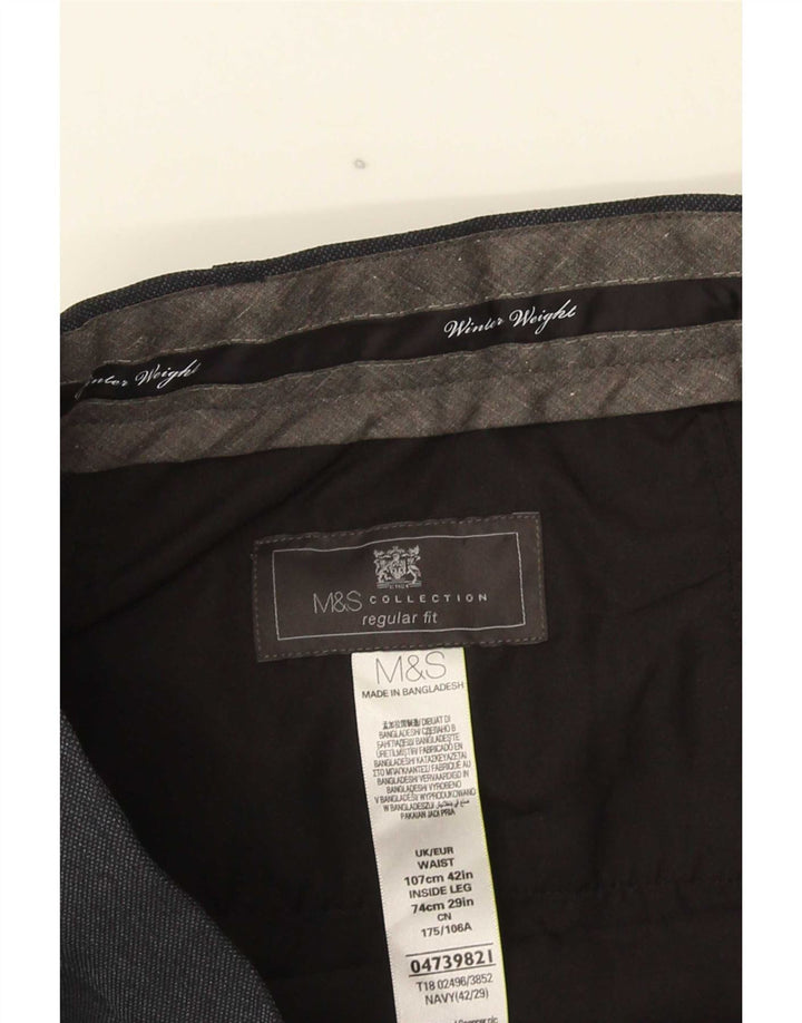 Gerade Herren-Anzughose von Marks & Spencer, W42, L29, Marineblau, Polyester