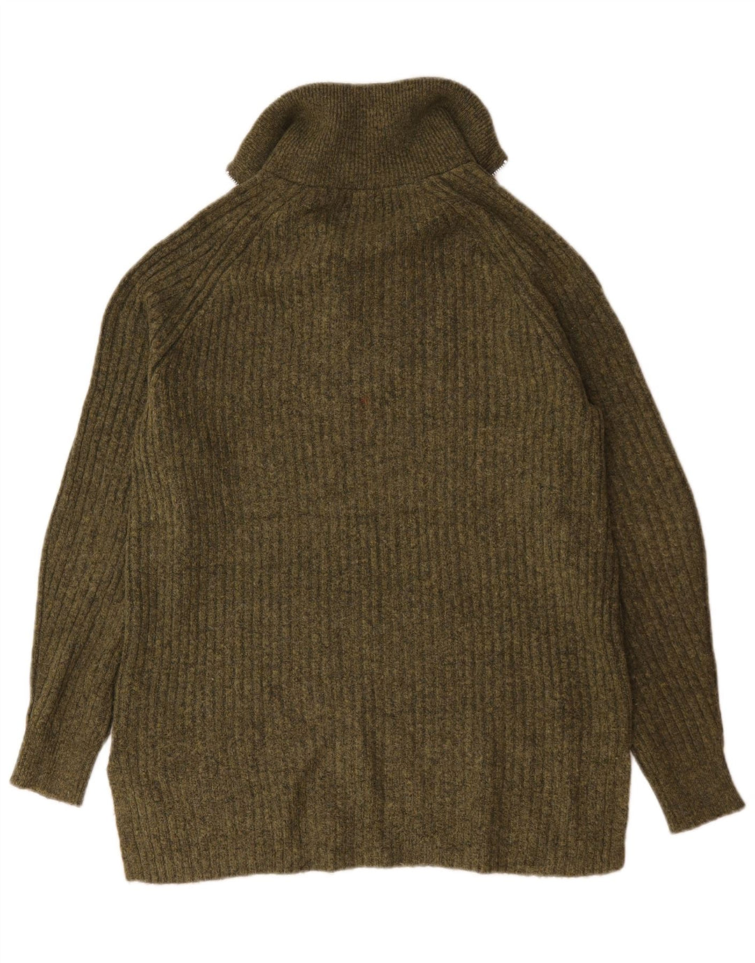 Marks & Spencer Herren-Pullover mit Reißverschluss am Hals, mittelgroßes Khaki-Acryl