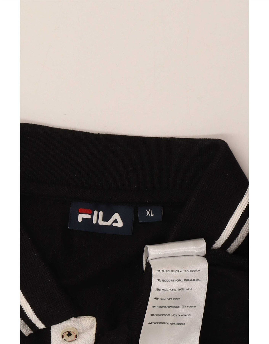 Fila Herren Poloshirt XL schwarz gestreift aus Baumwolle