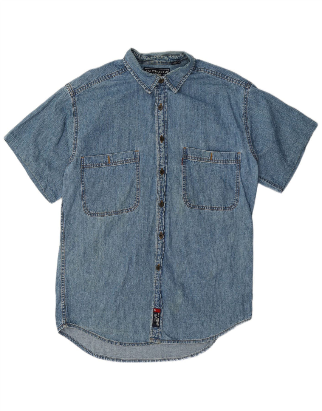 Levi's Herren Kurzarm-Jeanshemd aus mittelblauer Baumwolle