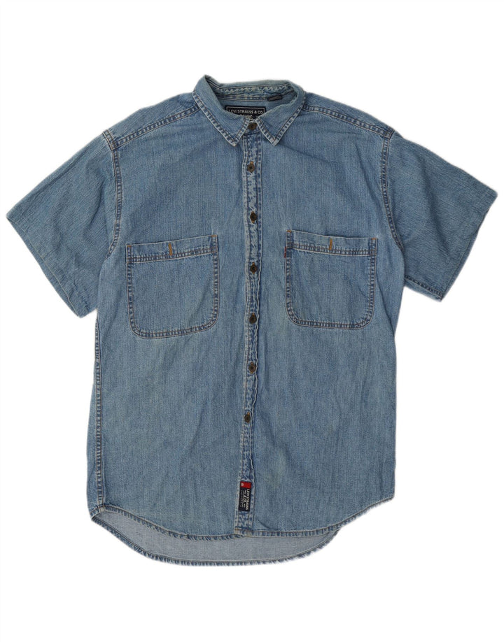 Levi's Herren Kurzarm-Jeanshemd aus mittelblauer Baumwolle