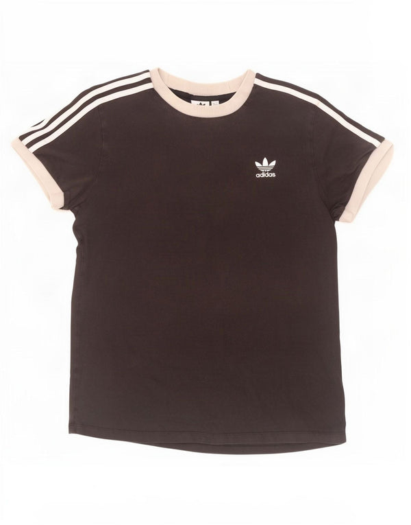 Adidas Damen T-Shirt Top UK 12 Medium Schwarz Colourblock Baumwolle